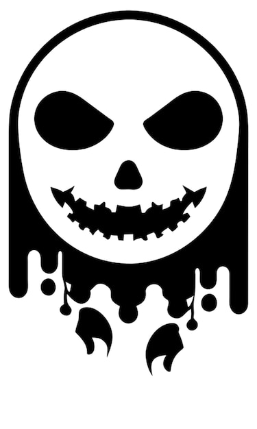 Vector scary ghost horror face silhouette monster faces set icon