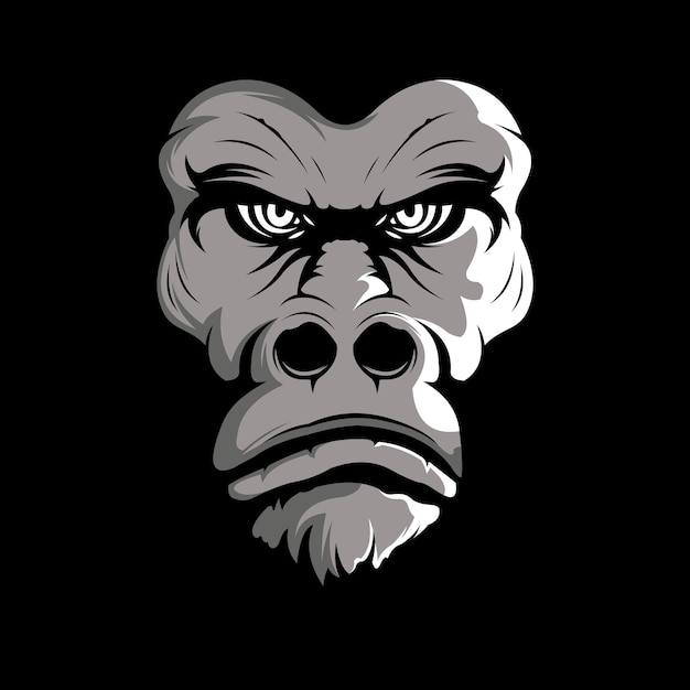 scary gorilla head illustration logo vector design