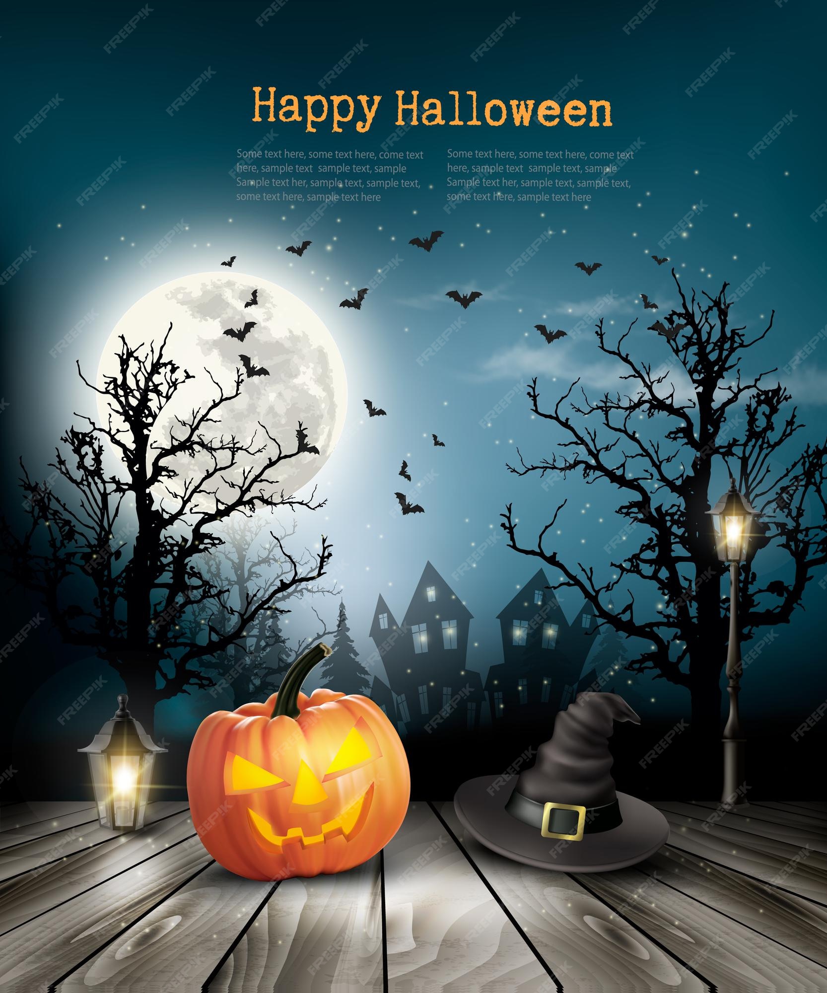 Premium Vector | Scary halloween background with a old paper. vector.