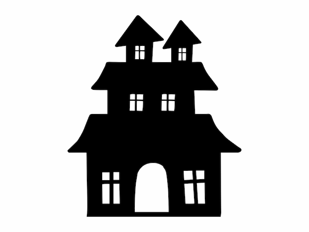 Scary Halloween Castle Silhouette Illustration