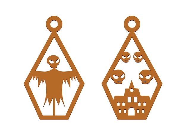 Scary Halloween Earring Template SVG Laser Cut File