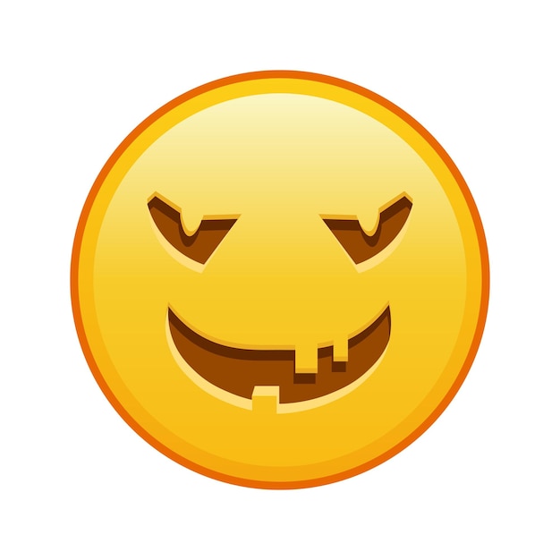 Vector scary halloween face large size of yellow emoji smile