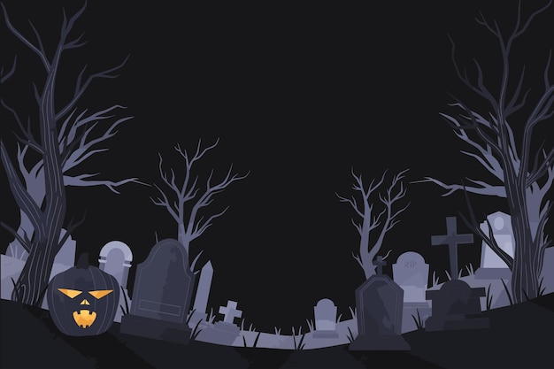 Scary Halloween Graveyard Illustration Background