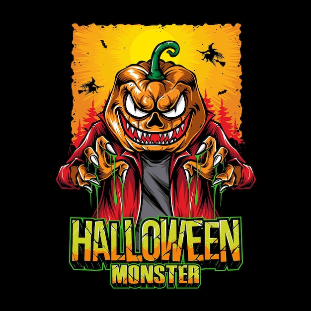 Scary halloween monster vector illustration