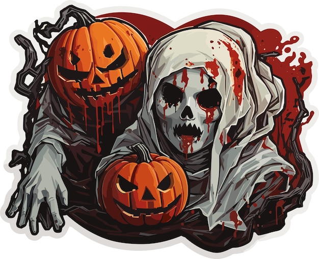 Scary Halloween Pumpkin Horror Blood Sticker