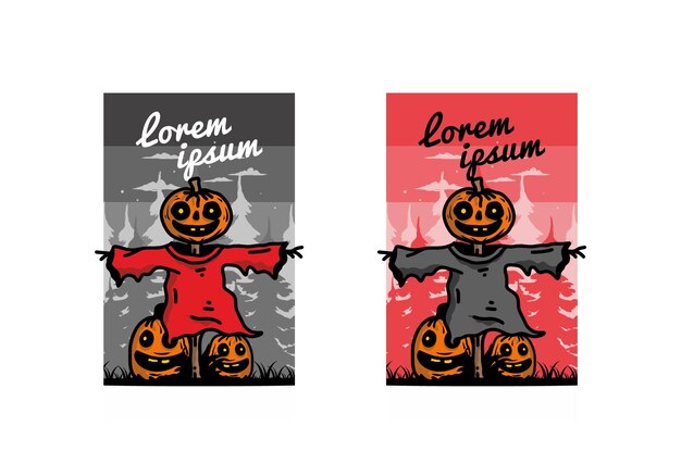 Disegno spaventoso dell'illustrazione della zucca di halloween