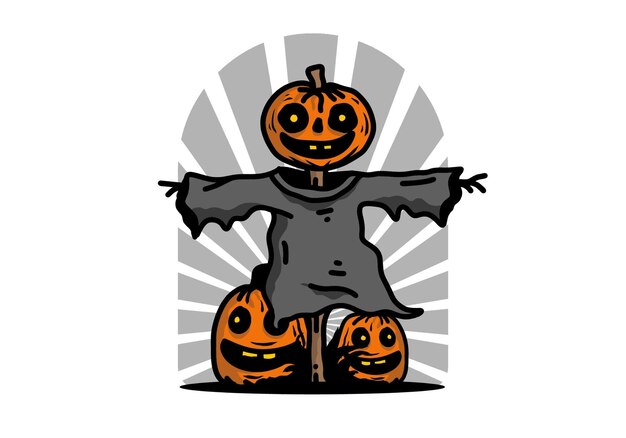 Vector scary halloween pumpkin illustration design