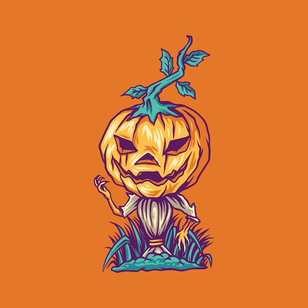 怖いハロウィーンのカボチャのイラスト