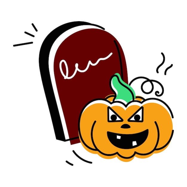 Scary Halloween Pumpkins Doodle Icon