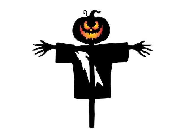 Scary Halloween Scarecrow Silhouette Illustration