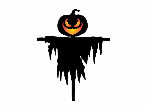 Scary Halloween Scarecrow Silhouette Illustration