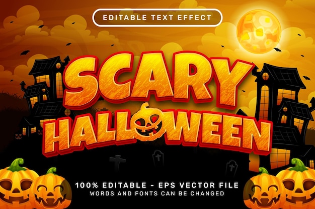 Scary halloween text effect e editable text effect con sfondo halloween