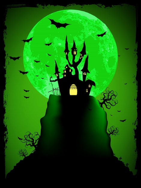 Scary halloween  with magical abbey.  vector file included