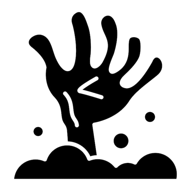 Scary Hand Glyph Solid Black Illustration