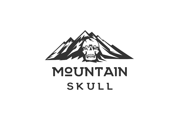 Scary Horror Mountain Skull for Tattoo Logo Design