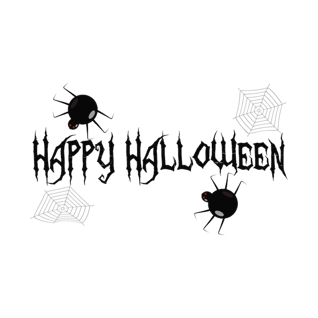 Scary inscription happy halloween spider and web