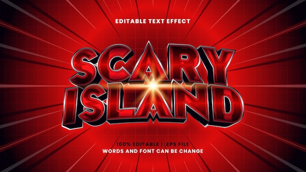 Редактируемый текстовый эффект страшного острова в современном 3d стиле