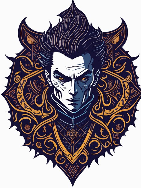 scary lord Dracula head artwork illustration