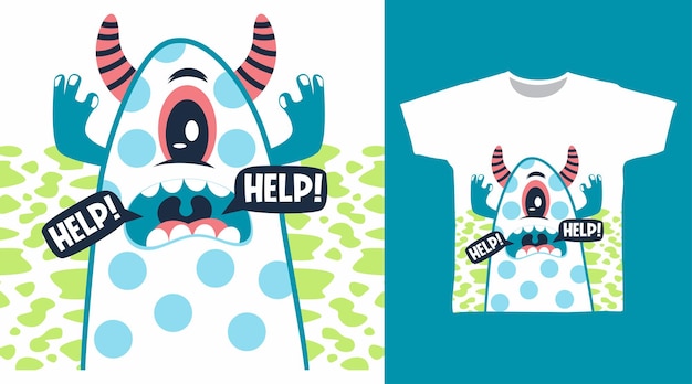 Vector scary monster cartoon tshirt designs