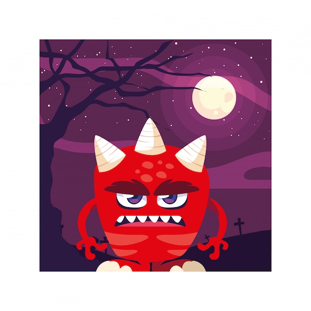 scary monster in halloween night, angry monster