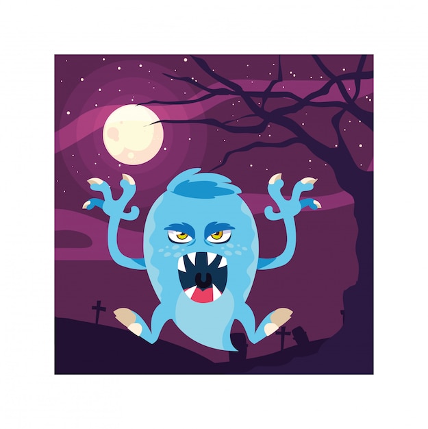 Scary monster in halloween night, angry monster