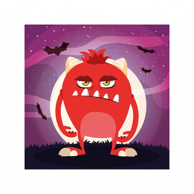 Scary monster in halloween night, angry monster