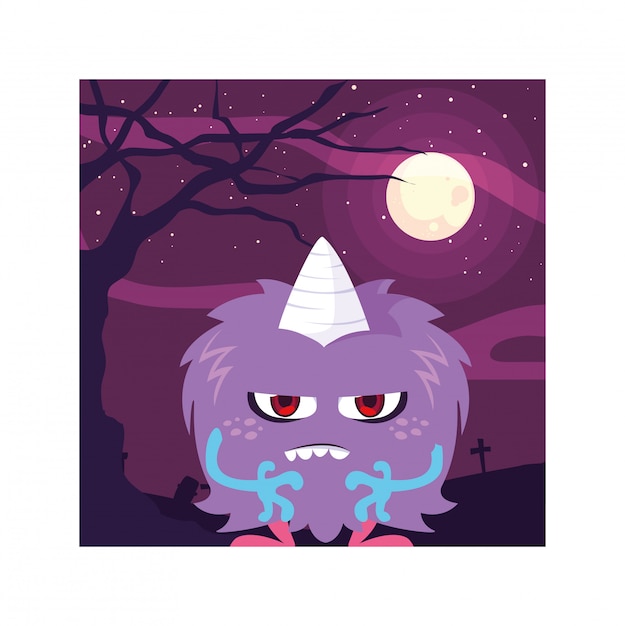 Scary monster in halloween night, angry monster