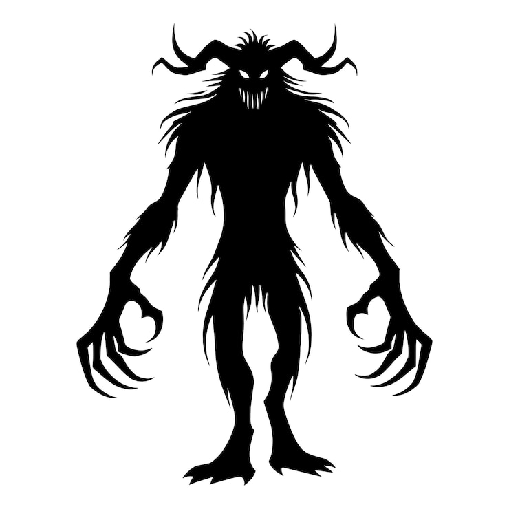 वेक्टर scary monster silhouette vector illustration isolated on a white background