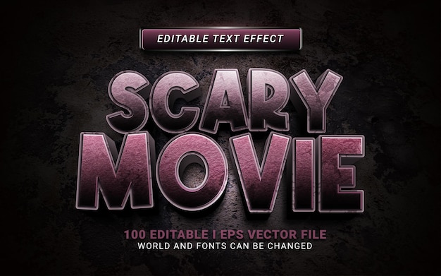 Страшный фильм 3d текстовый эффект в стиле для фона события хэллоуина