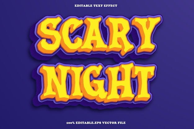 Vector scary night editable text effect 3d emboss gradient style