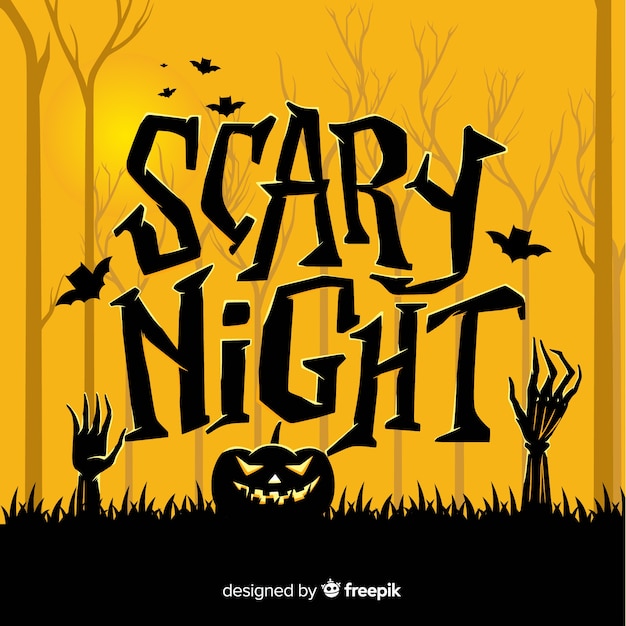 Vector scary night halloween lettering design