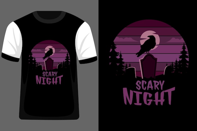 Scary Night Retro Vintage T Shirt Design