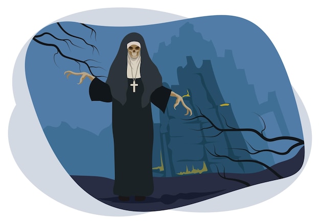 Vector scary nun