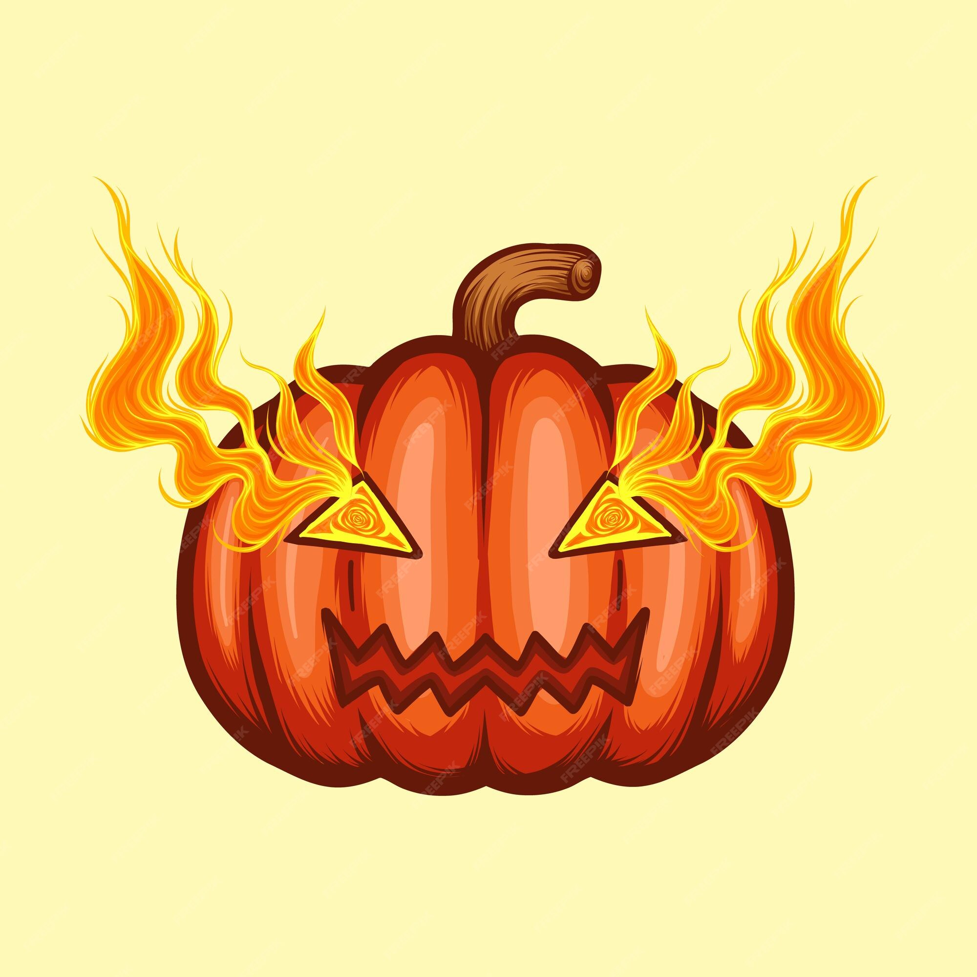 Premium Vector  Scary pumpkin halloween face