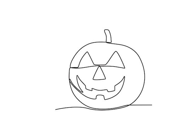 A scary pumpkin for a Halloween party Halloween oneline drawing