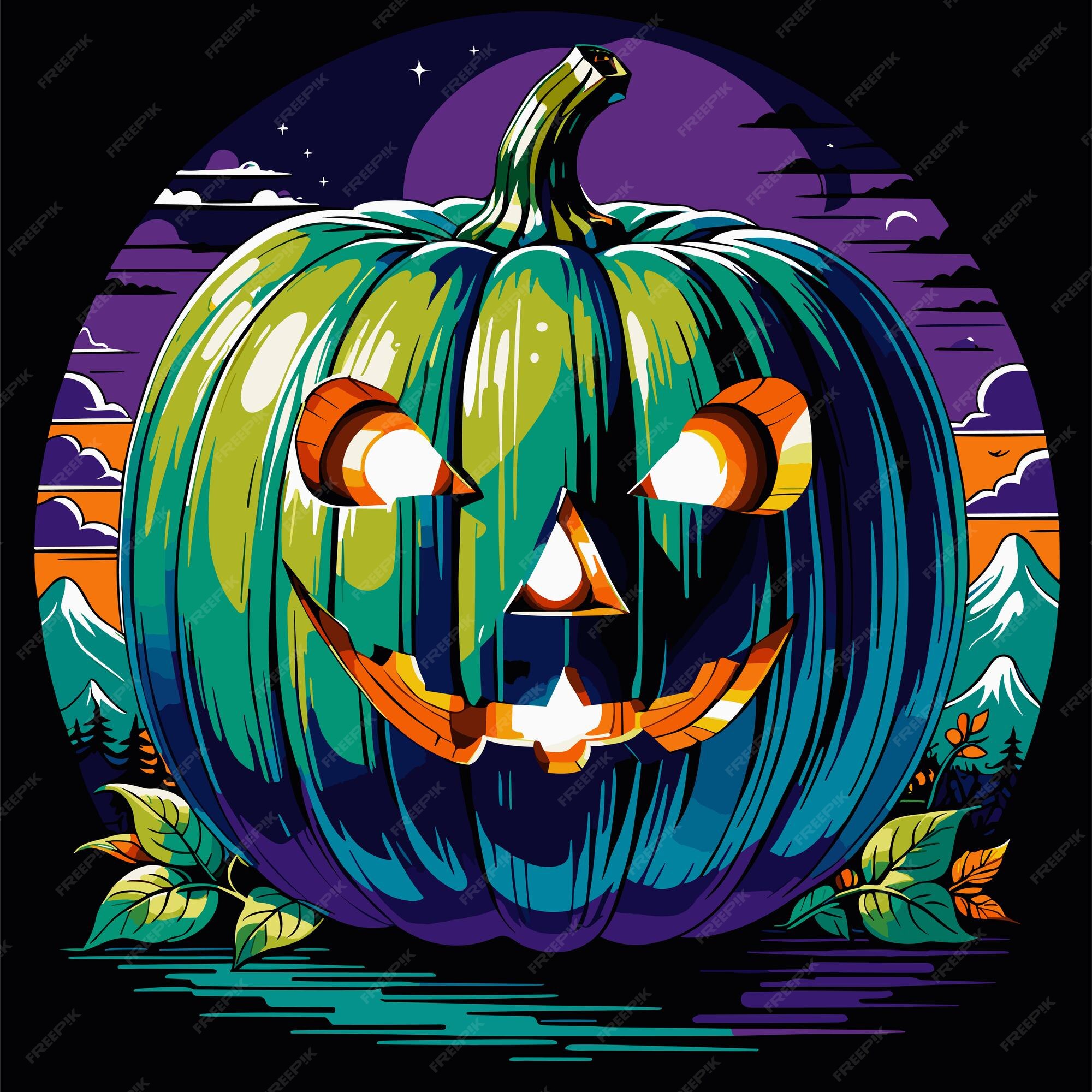 Halloween scary pumpkin in flat style Holiday cartoon concept 3489206  Vector Art at Vecteezy