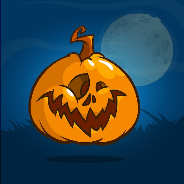 Scary pumpkin on night background