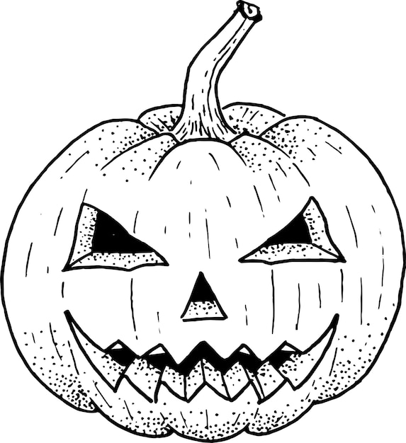 Scary pumpkin outline vector illustration