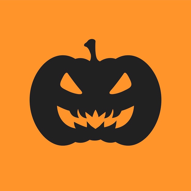 Scary Pumpkin Silhouette Isolated Icon Halloween Vector Illustration