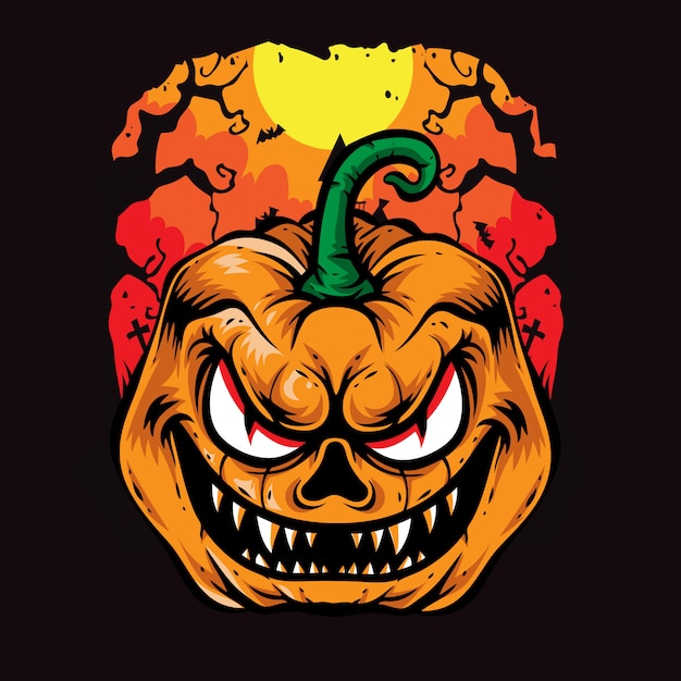 Vector scary pumpkins halloween vector artwork