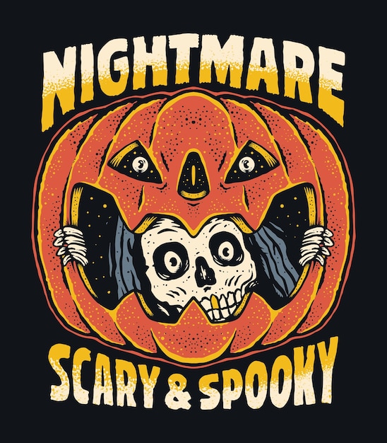 Scary pumpkins and nightmares illustration