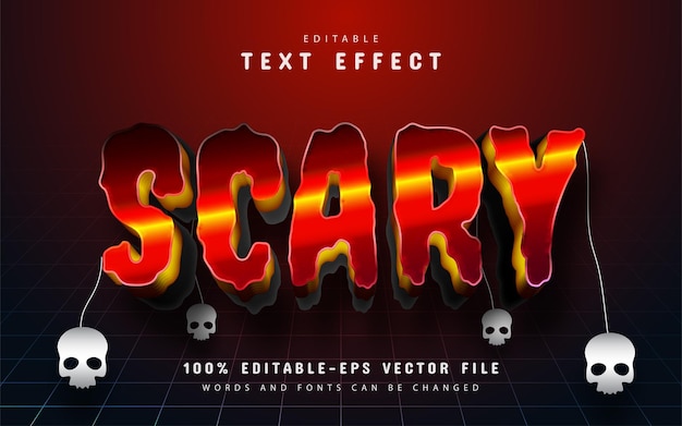 Vector scary red 3d text effect editable