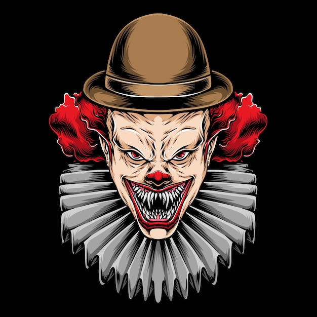 Scary red hair clown illustration