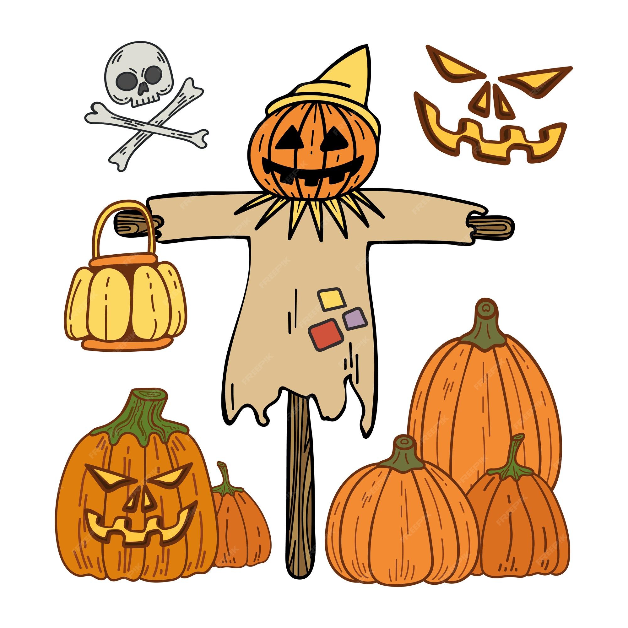 Halloween scary pumpkin in flat style Holiday cartoon concept 3489206  Vector Art at Vecteezy