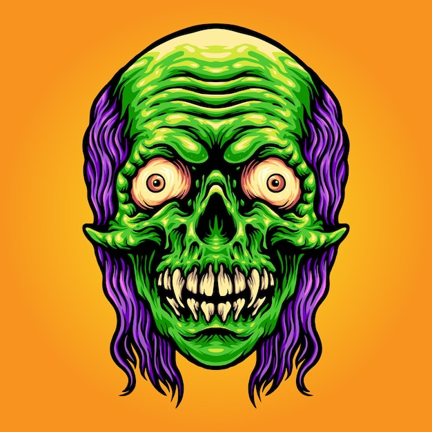 scary skull zombie mascot vector illustrations for your work logo, mascot merchandise t-shirt, stickers and label designs, poster, greeting cards advertising business company or brands.