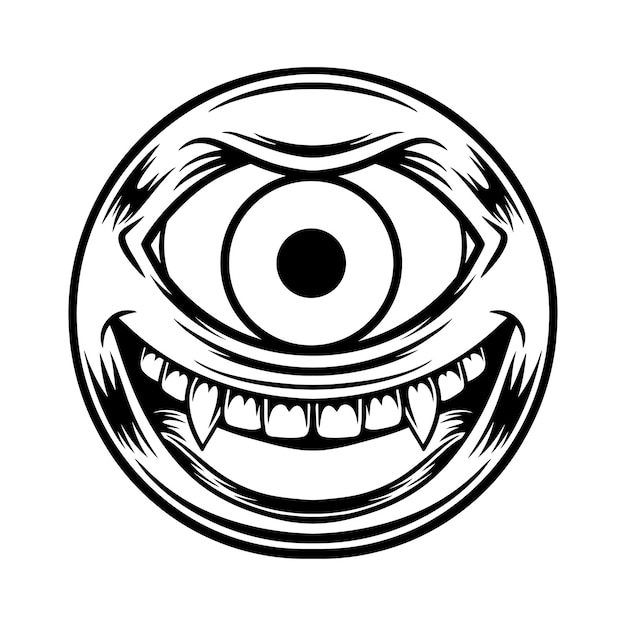 Premium Vector | Scary smiley mascot illustration