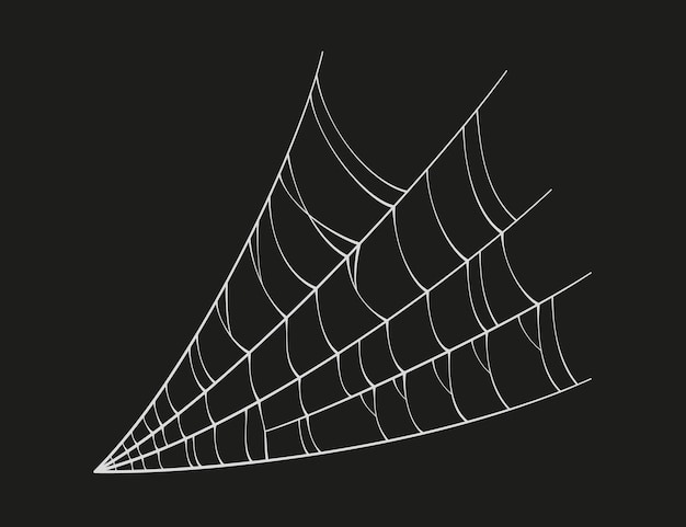 Vector scary spider web white cobweb silhouette isolated on black background doodle spideweb angle hand drawn cob web for halloween party vector illustration