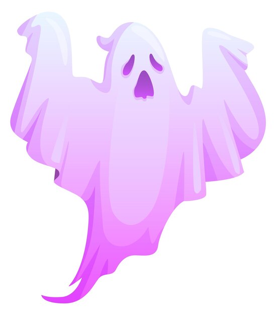 Vector scary spirit cartoon personage evil ghost mascotte geïsoleerd op witte achtergrond