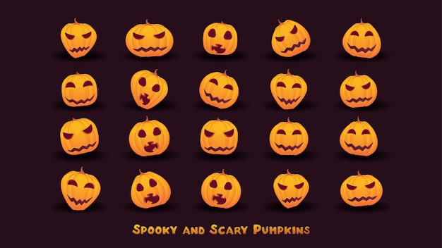 Scary and spooky pumpkin sets