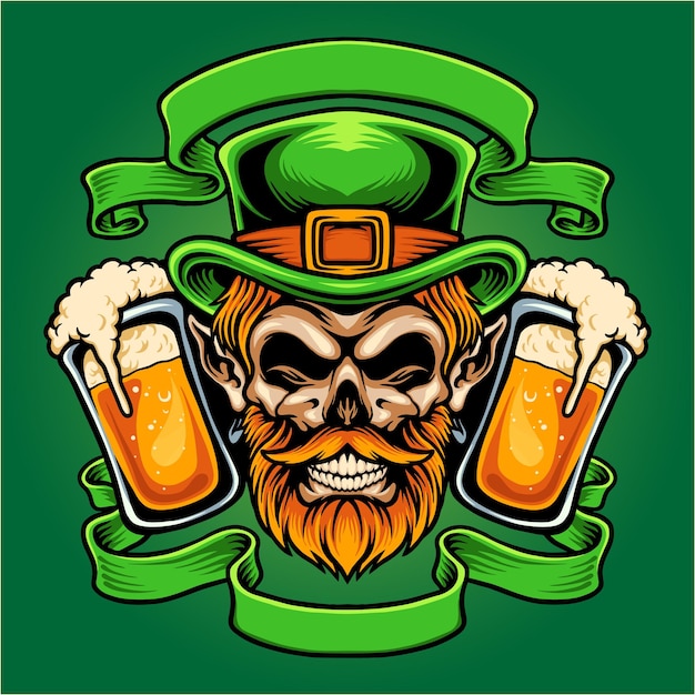 Spaventoso st patrick due birra in vetro con illustrazioni di nastro classico